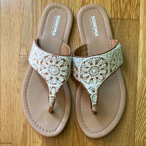Cream Floral Crochet Sandals